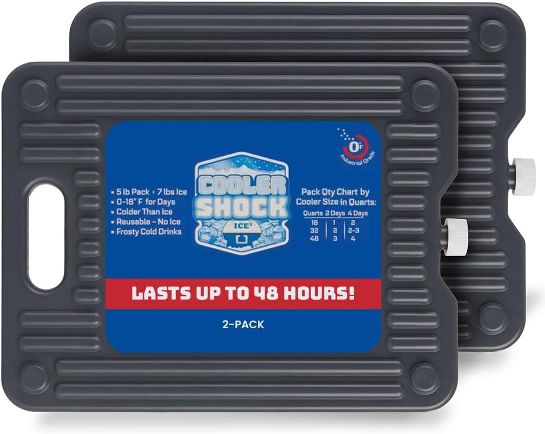 Cooler Shock Ice Packs - Reusable, Premium, Large Pack and Lunch Set for Long Term Use - Cools Faster Than Ice - Cooler Accessories