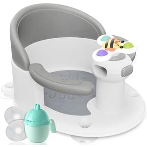 BEBELEH™ Baby Bath Seat for Babies 6 Months & Up - Safe Infant and Toddler Baby Bathtub Seat for Sitting Up - Baby Bath Tub Baby Tub Seat for Shower (Gray)
