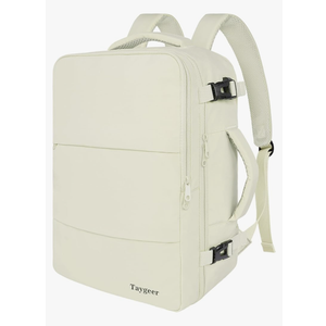 Taygeer Travel Backpack for Women, Carry On Backpack with USB Charging Port & Shoe Pouch, TSA 15.6" Laptop Back Pack Flight Approved, College Gym Bag Casual Daypack for Weekender Business Hiking,Beige