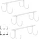 MOCOUM Under Cabinet Mug Rack, Rustic Mug Organizer Rack Cup Holder Under Shelf 12 Hanging Hooks Rack for Mugs, Coffee Cups and Kitchen Utensils Display (White-3 Pack-12 Hooks)