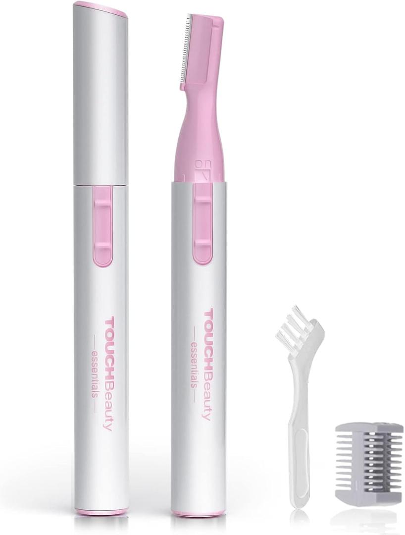 TOUCHBeauty Eyebrow Trimmer with Comb: Battery-Operated Eyebrow Razor - Facial Hair Trimmer for Eyebrows, Neckline, Nose, Ears (Pink)