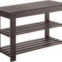 Sweetcrispy 3-Tier Shoe Rack Bench, Bamboo Entryway Storage Organizer, Shoes Stand for FrontDoor Entrance, Bedroom, Living Room, 286lb Capacity, 11.3 x 27.6 x 17.8 Inches, Chestnut