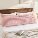 BEDELITE Fluffy Faux Fur Body Pillow Cover with Zipper, Luxury Plush 3D Striped Pillow Cover 20x54 Inches, Super Soft and Cozy Long Body Pillow Pillowcase for Bed Sofa Couch Room Decor(Pink)