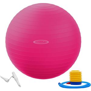 Fitvids Exercise Ball for Fitness, Yoga, Pilates with Quick Pump, Anti-Burst Slip Resistant Balance Ball (23-26in (58-65cm), L, Pink)