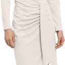 Donna Morgan Women's Long Sleeve Faux Wrap Dress (Beige, S)