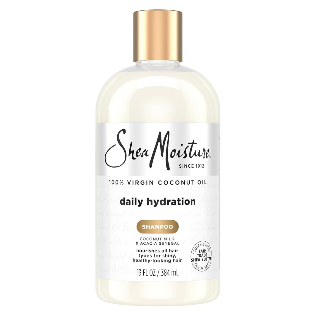 SheaMoisture Daily Hydration Shampoo for All Hair Types 100% Virgin Coconut Oil Sulfate-Free, 13 Oz