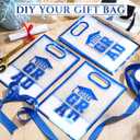 Aliceset 12 Pcs Class of 2026 Clear Graduation Gift Bags with Die Cut Handles 2026 Grad Plastic Gifts Wrapping Bag with Ribbon for College High School Party Decorations, 7x10x3.15 Inch(Royal Blue)