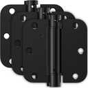 3 Pack Spring Loaded Door Hinges, Self Closing Door Hinges 3.5 Inch with 5/8'' Radius Corners, Adjustable Tension for Garage, Front, Back Door, UL Listed, Left and Right Hand, Matte Black