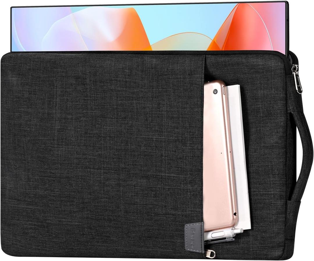 15.6/16.1-inch Portable Monitor Case with Acessories Storage, Sleeve for Most 15.6/16.1" Portable Monitors, Compatible with KYY ARZOPA VILVA MNN ForHelp KEFEYA, (Black)