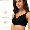 Wireless Bra Women Seamless Push Up Support Comfort V Neck Full Coverage Sleep T-Shirt Everyday Bras (Small)