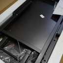 DlandHome 47" Computer Desk with Power Outlets & LED Lights, Black, Bedroom