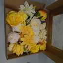 SWNAWE Yellow Flowers Artificial Roses Combo Set Fake Pink Silk Flowers Faux Peony Flowers Mix Dahlia with Stems for Wedding Bouquets Baby Bridal Shower Party Floral Arrangements Decor