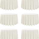 6-Pack Ivory Round Tablecloths, 120 Inches, Stain-Resistant Polyester for 5-6 Ft Round Tables - Washable Table Covers for Weddings, Banquets, Birthday Parties, Events