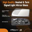 maXpeedingrods Driver Side Mirror Glass Replacement Heated & Turn Signal Lamp for Toyota Sequoia 2008-2017, for Toyota Tundra 2007-2020 Right Side Convex Rear View Mirror Glass