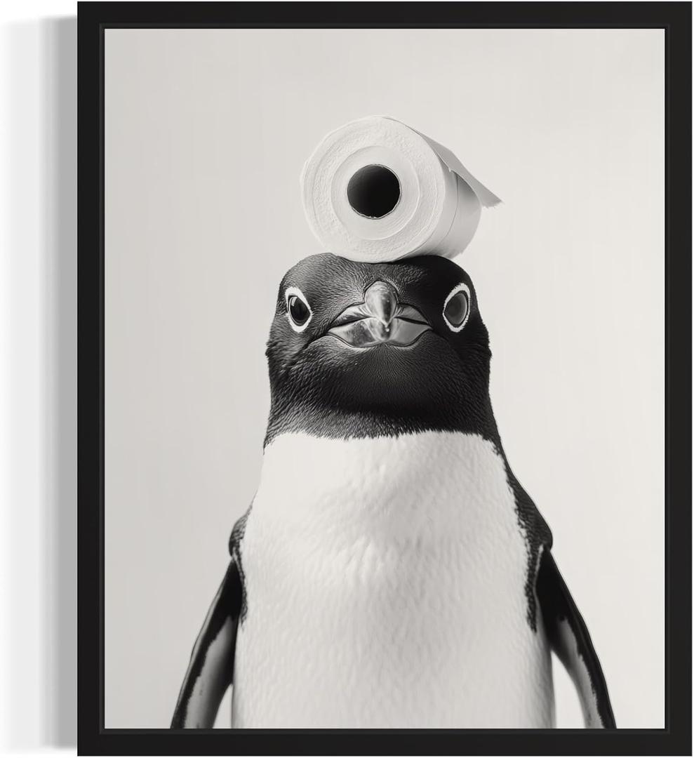 Penguin Bathroom Unframed Wall Art Print Poster, Animal Restroom Decor Posters Prints Home Picture Painting Artwork Gallery 9b (Penguin (2), 20"L x 16"W, Unframed)