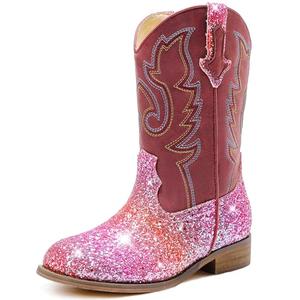 Motasha Girls Cowgirl Boots Glitter Toddler Girls Boots Rainbow Cowboy Boot for Girl Size 7 Little Big Kids Boot Western Riding Shoes Party Birthday (M7101 Sequins Rainbow 7)