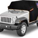 Wrangler Cab Cover for 2007-2025 Jeep Wrangler JK JL 2 Door, NEVERLAND Half Car Cover Waterproof Oxford with Reflective Strip, Sun Snowproof Cab Car Cover Black