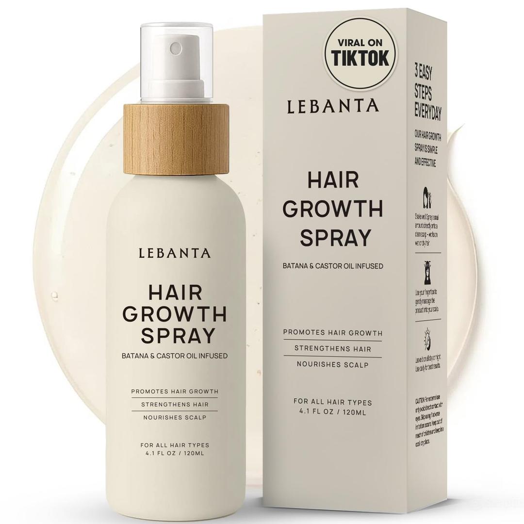 Lebanta Hair Oil Spray - 100% Pure Ingredients For Non Greasy, Thicker & Stronger Looking Hair - Organic Batana, Castor, Biotin, Saw Palmetto, and Rosemary Oil for Men & Women Scalp - 4 FL OZ