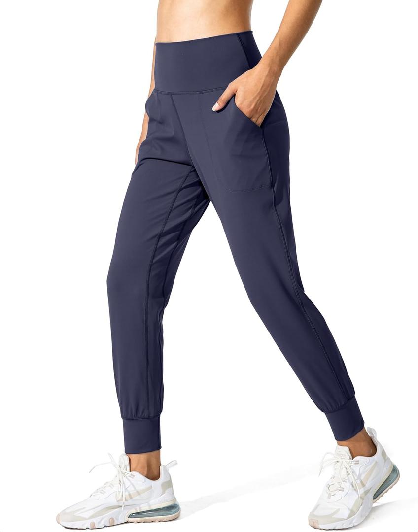 G Gradual Women's Joggers High Waisted Yoga Pants with Pockets Loose Leggings for Women Workout, Athletic, Lounge (Medium, Navy)