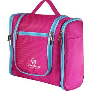 Freegrace Extra Large Hanging Toiletry Bag for Men and Women - Water-Resistant Nylon Travel Bathroom Organizer for Cosmetics, Makeup, and Toiletries