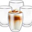 6.8OZ Double Wall Espresso Cups Set of 4, Clear Expresso Shots Cup, Double Wall Insulated Espresso Mugs, Tazas de Cafe Expreso, Microwave Dishwasher Safe,Suit for Espresso Machine