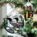 Loon Birds Stained Glass Ornament, Christmas Ornaments  Christmas Tree Ornament, Holiday Decor, Xmas Stocking Stuffers, Gift Idea, Gifts for Bird Lover, Coworker, Friend, and Family