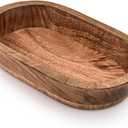 Decorative Bowl Mango Wood Hand Carved Home Decor for Dining Table Centerpiece Bowl for Table (10" x 6" x 2")