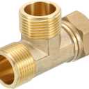 uxcell Brass Tee Swivel Pipe Fitting, G3/4" (Female x Male x Male) 3 Way T-Connector Fitting Coupler for Air Conditioner Refrigeration Plumbing, 1pcs