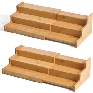 JinDoWin Spice Rack Organizer For Cabinet, Spice Organization For Cabinet, Spice Rack For Countertop,15.7 Inch Adjustable Seasoning Organizer Spice Organizer (2 Pack, Medium)