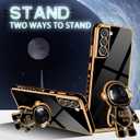 Buleens for Samsung Galaxy S21 Plus Case with Astronaut Stand, Women Girls for Galaxy S21 Plus Cases, Girly Cute 6D Space Astronaut Hidden Kickstand Design Phone Cover for S21 Plus 6.7 Inch Black