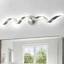 Dimmable Modern LED Bathroom Vanity Light 32 inch, 20W Spiral Design Bathroom Light Fixtures Over Mirror, Wall Light Fixtures for Bedroom Living Room, 6000K White Light (31.5 inch, Brushed Nickel)