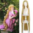 JoneTing 150cm/ 59 Inch Long Blonde Wig for Adult+Hair Cap Super Long Straight Blonde Wig for Women Princess Wig Synthetic Blond Wig for Halloween Peluca Verde for Christmas Party