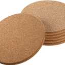 Boao 6 Pcs Round Cork Trivets for Hot Dishes High Density Thick Coasters Wooden Absorbent Cork Plant Coasters for Kitchen, Drinks Coffee Plants (6 Inch)