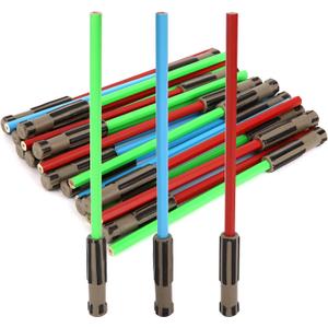 L LIFETIME Light Saber Pencils Party Favors 24 Pack Blue, Red, Green Pencils with 3D Eraser Tops Star Fan Goody Bag Supplies, Birthday Celebration Gifts for Kids, Teens & Adults