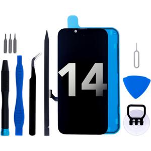 for iPhone 14 Screen Replacement kit, 6.1" FHD LCD Display Touch Digitizer Assembly with Frame Adhesive and Repair Tools Compatible with A2882 A2649 A2881 A2884 A2883