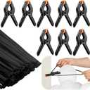 Hushee 8 Pack Large Balloon Arch Clips 3.7 Inch Heavy Duty Clip and 50 Pcs Black 260 Long Balloons for Garland Frame Background Decoration Balloon Arch Accessories Party Wedding DIY Decor