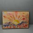Framed Boho Sun Canvas Wall art | Abstract Bohemian Sunset in The Mountains Wildflowers Sunrise Landscape Picture Wall Decor Print Artwork for Living Room, 24"L x 16"W