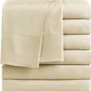 FreshCulture Twin Flat Sheets Only, Pack of 6, Soft Microfiber Bedding Sheets for Home, Salons, Hotels, Bulk Flat Sheets Only Twin Size (Beige)