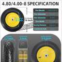16" 4.80/4.00-8" Flat-Free Solid Wheelbarrow Wheel and Tire, 3"-7"Centered Hub with 5/8"&3/4" Bearings for Wheelbarrows Utility Cart Lawn Dollies