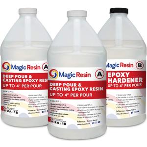 Deep Pour Epoxy Resin for River Table | 3 Gallon (11.4 L) | 4'' Deep Pour & Casting Epoxy Resin Kit | Low Odor | Crystal Clear and High Gloss | For River Tables, Deep Pour, Casting