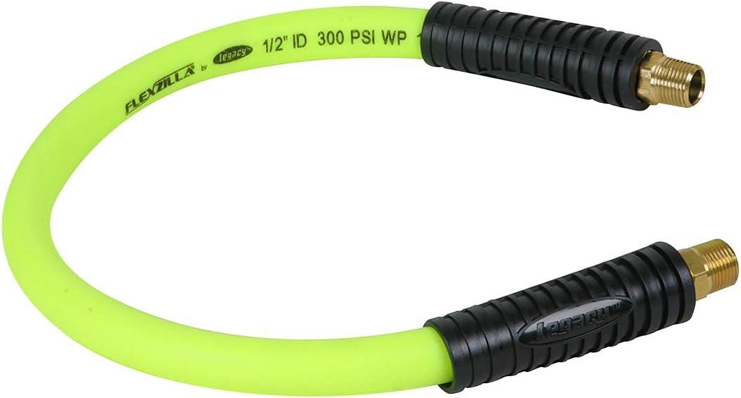 Flexzilla Swivel Whip Air Hose 2 Feet | 1/2" Hose I.D. and 3/8" Fittings | Extreme All-Weather Flexibility | Durable and Abrasion-Resistant Outer Cover, 3/8" NPT Ends