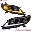 Alpha Owls Sequntial LED PRO Series Projector Headlights with Switchback Dynamic LED Strip|Compatible With 2011-2020 Toyota Sienna|8742303|Black Amber