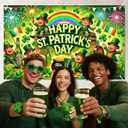 St. Patrick's Day Banner 71x43 Inch Leprechaun Shamrock Irish Party Decorations Outdoor Porch Entrance Celebration Green Holiday Display Background for Happy St. Patrick's Day Decor