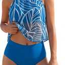 DaiLiWei Tankini Swimsuits for Women Tummy Control Bathing Suit 2 Piece Modest Swim Suits Flowy Mesh Top High Waisted Bottom, XL
