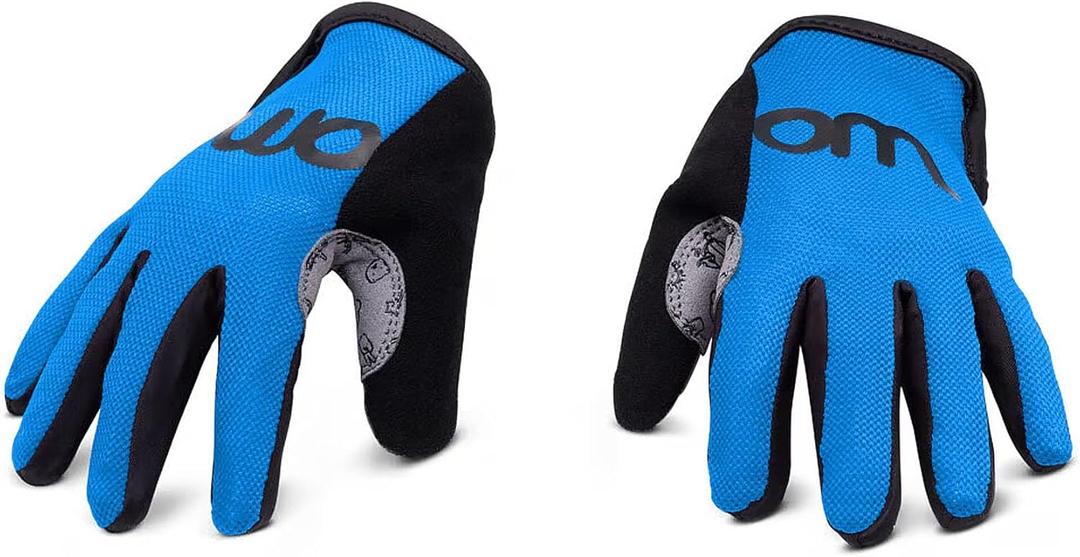 woom TENS Bike Gloves, Childs & Youth Bicycle Full Finger Protection with Grip for Road Cycling & Mountain Biking (Boys & Girls) (6, Blue)