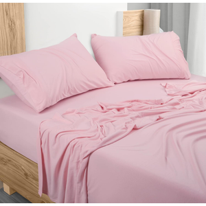 Utopia Bedding Queen Jersey Knit Sheet Set - 4 Piece Cotton T-Shirt Stretchy Sheets (Pink)