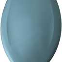 Elongated Closed Front Plastic Toilet Seat with Cover, Easy Clean , Regency Blue