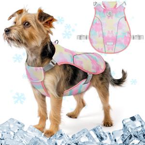 KYEESE Dog Cooling Vest Lightweight Jacket Cooling Vest for Dogs Adjustable Straps Summer with D Ring Breathable Dog Jacket Pet Cooling Vest UV Protection Reflective Stripe Pet T Shirt,Pink,XL (X-Large (Pack of 1))