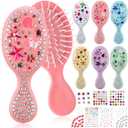 6 Pcs DIY Mini Hair Brush Set with Gem Stickers, Make Your Own Hair Brush Rhinestone Self-adhesive Stickers DIY Craft Kit Accessories for Women Party Gifts(13 Pcs,Colorful)