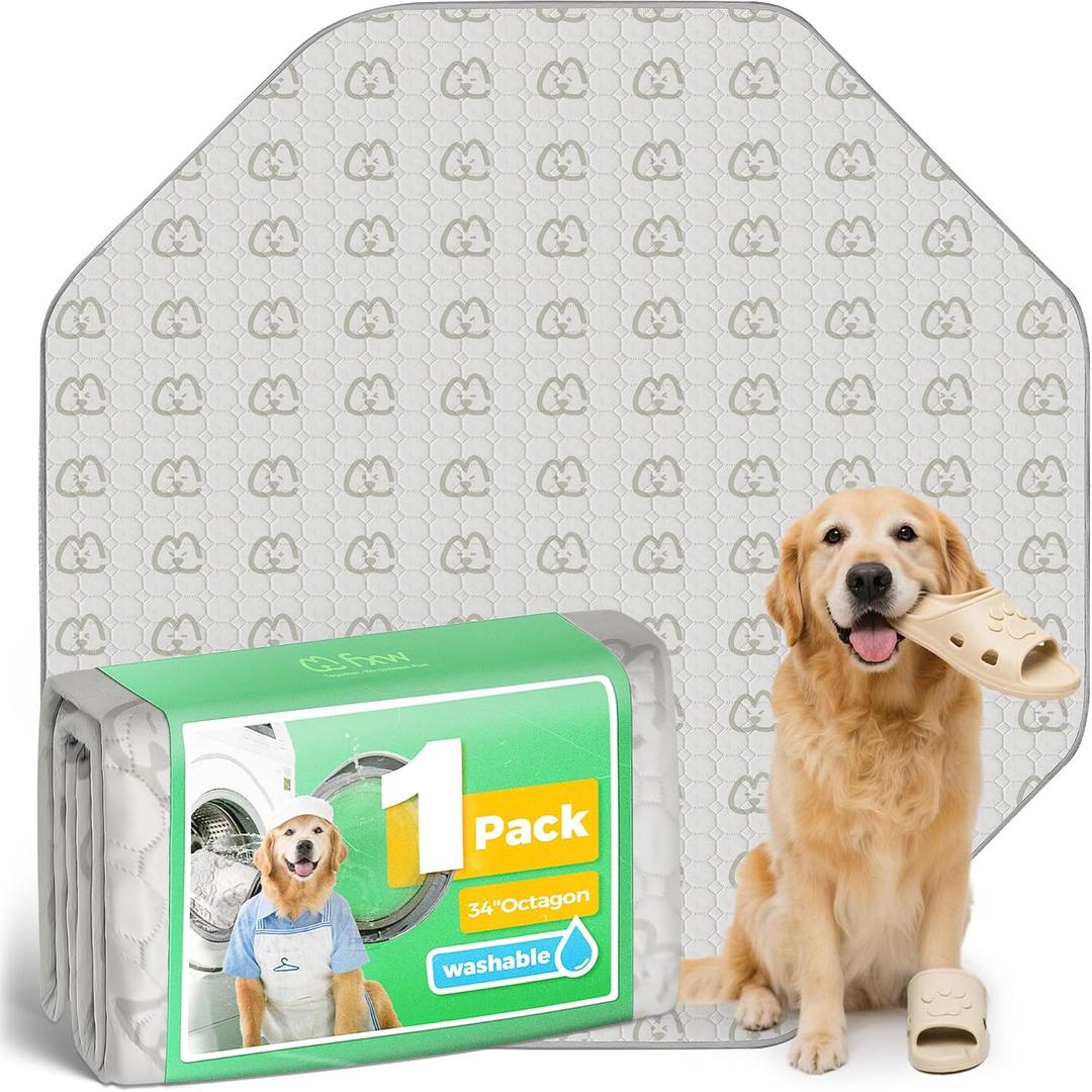 FXW Washable Pee Pads for Dogs, Leak-Proof & Non-Slip, Specifically Designed for FXW Rollick/Homeplus 32/40/45inch 8 Panels Dog Playpen, 34" Octagon, Khaki, 1 Pack